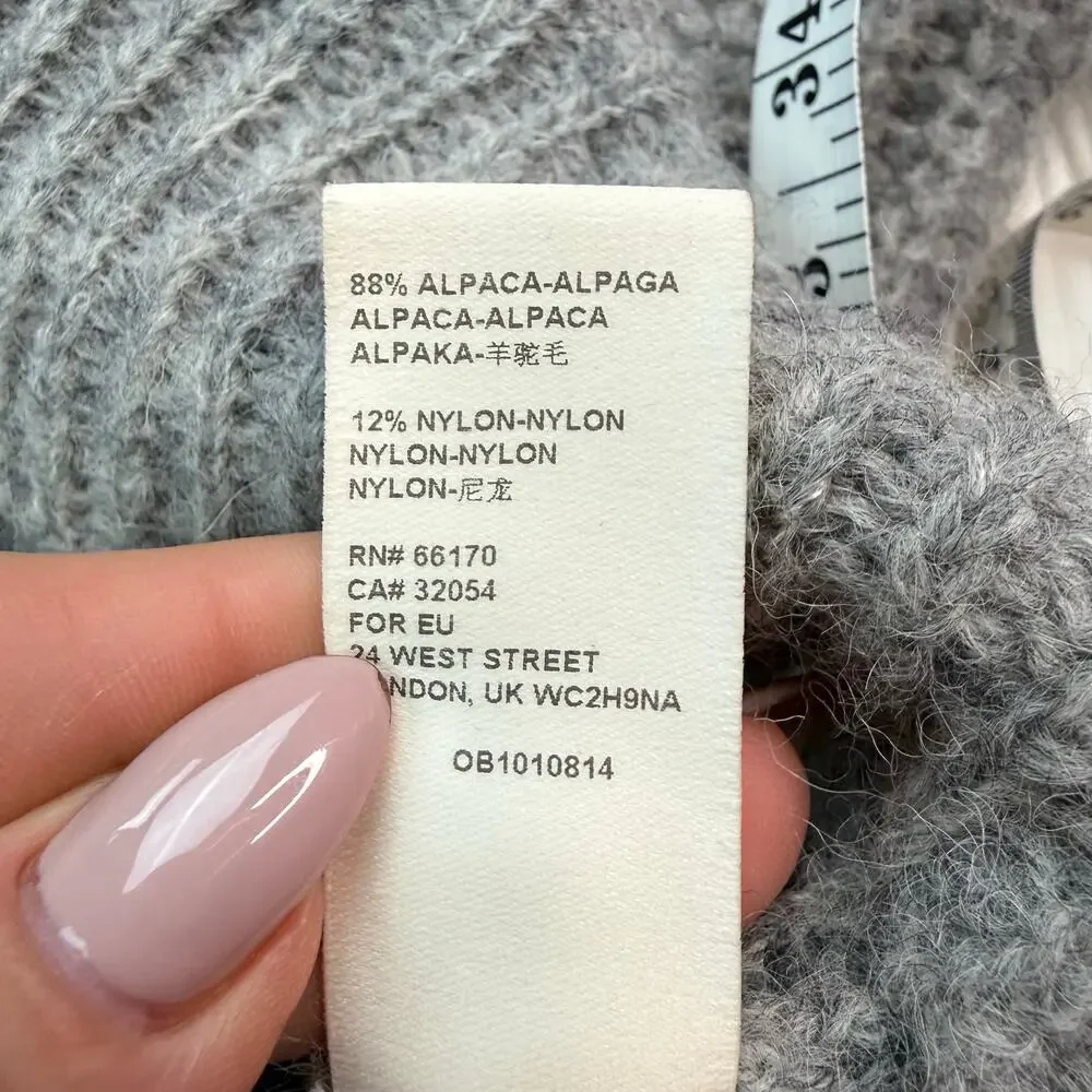 Free People Women's Moonbeam V‎ Alpaca Blend Knit Oversize Sweater Gray Size S